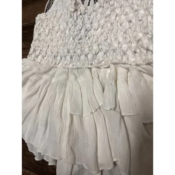 NWT Free People Adella Lace Cami Ivory Boho Peplum Crochet Tank Small Coquette - Picture 11 of 15